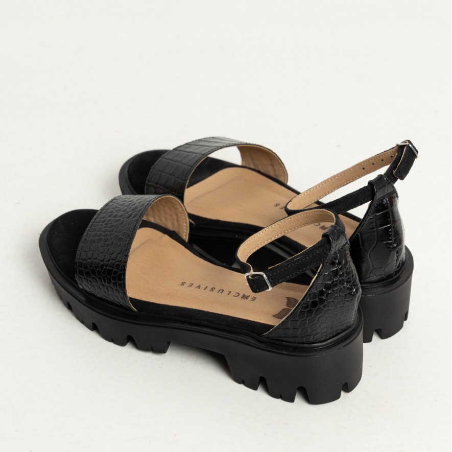 .Sandale - Friday -  Croco Black 2.0